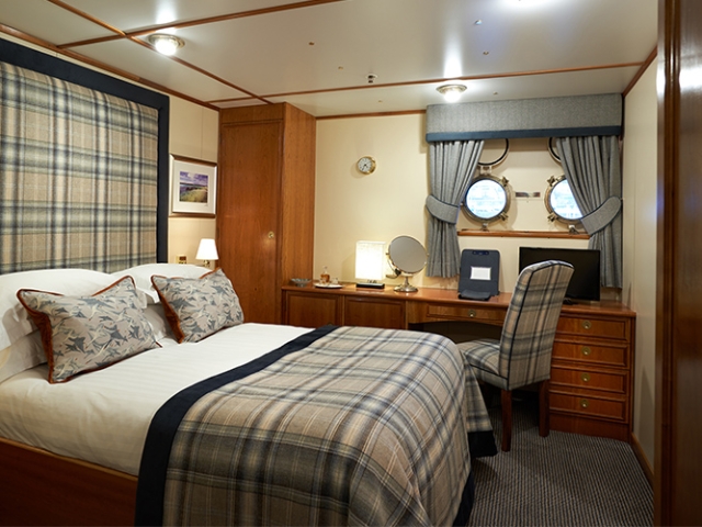The Lews Castle cabin on the Hebridean Princess cruise ship of Hebridean Island Cruises