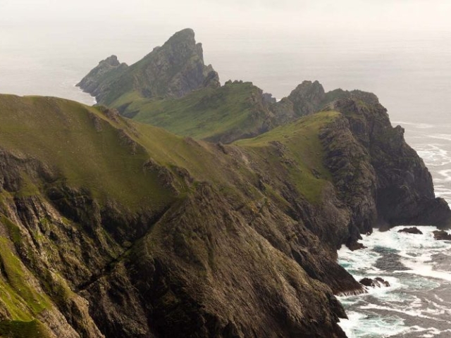 Steep cliffs on St Kilda that contain the largest colony of Gannets