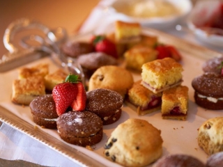 Selection of cakes served in the Tiree Lounge on Hebridean Princess