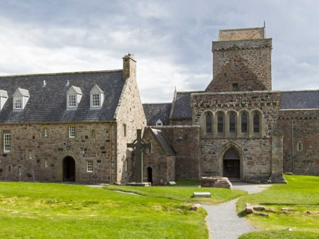 Iona Abbey on the Isle of Iona in the West Coast of Scotland