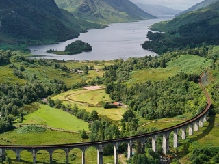 Glenfinnan and the Glennfinnan viaduct in Scotland